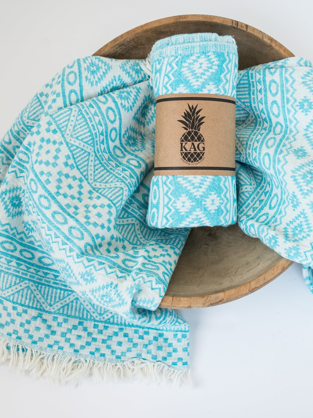 Turquoise Patterned Turkish Cotton Bath Towel